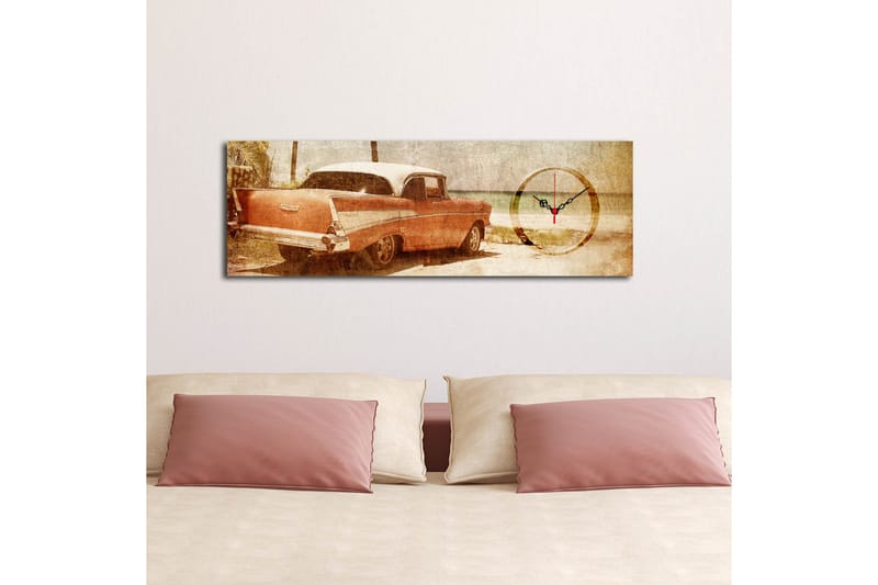 Dekorativ Canvasmålning med Klocka - Flerfärgad - Inredning - Väggdekor - Väggklocka & väggur