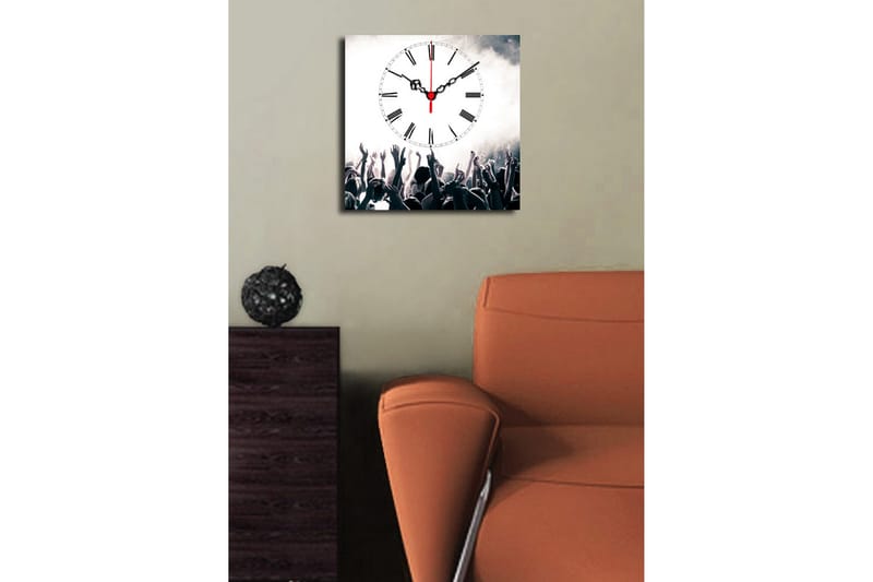 Dekorativ Canvasmålning med Klocka - Flerfärgad - Inredning - Väggdekor - Väggklocka & väggur