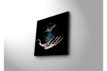 Dekorativ Canvasmålning med Klocka - Flerfärgad - Inredning - Väggdekor - Väggklocka & väggur