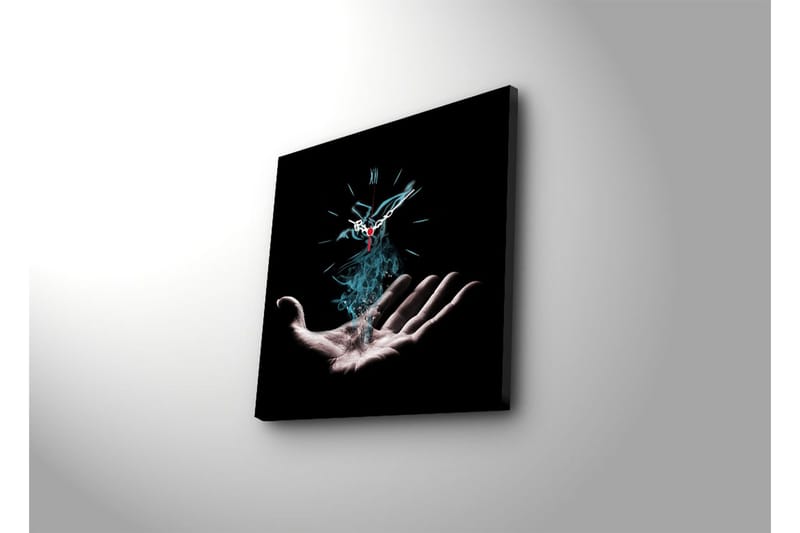 Dekorativ Canvasmålning med Klocka - Flerfärgad - Inredning - Väggdekor - Väggklocka & väggur