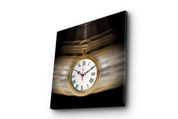 Dekorativ Canvasmålning med Klocka - Flerfärgad - Inredning - Väggdekor - Väggklocka & väggur