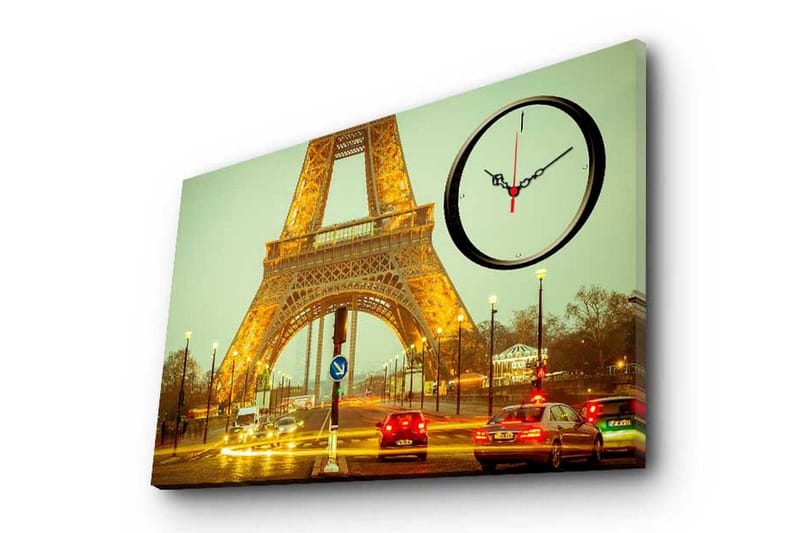 Dekorativ Canvasmålning med Klocka, Flerfärgad