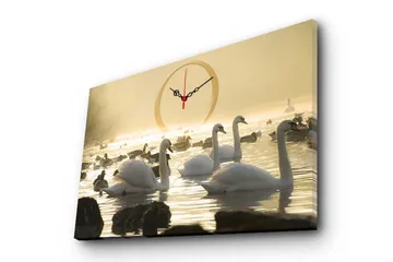 Dekorativ Canvasmålning med Klocka - Flerfärgad - Inredning - Väggdekor - Väggklocka & väggur