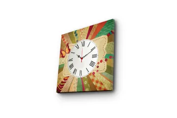 Dekorativ Canvasmålning med Klocka - Flerfärgad - Inredning - Väggdekor - Väggklocka & väggur