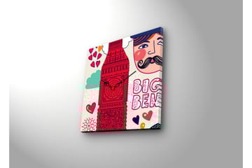 Dekorativ Canvasmålning med Klocka - Flerfärgad - Inredning - Väggdekor - Väggklocka & väggur