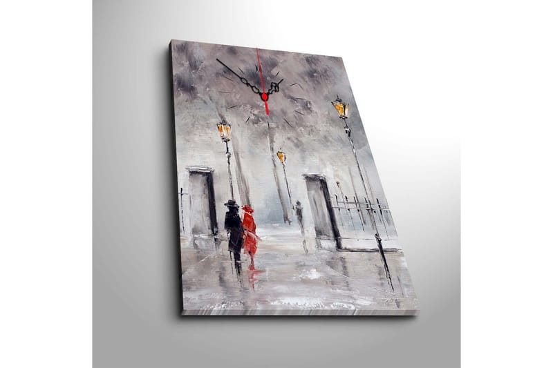 Dekorativ Canvasmålning med Klocka - Flerfärgad - Inredning - Väggdekor - Väggklocka & väggur