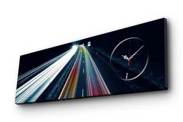 Dekorativ Canvasmålning med Klocka - Flerfärgad - Inredning - Väggdekor - Väggklocka & väggur