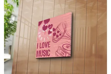 Dekorativ Canvasmålning med Klocka - Flerfärgad - Inredning - Väggdekor - Väggklocka & väggur