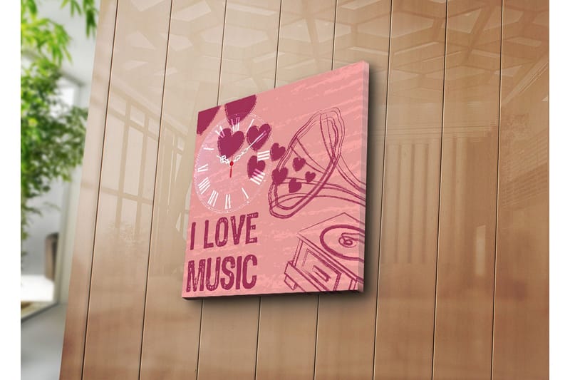 Dekorativ Canvasmålning med Klocka, Flerfärgad