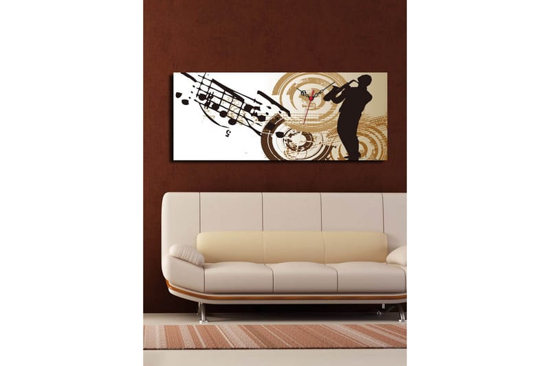 Dekorativ Canvasmålning med Klocka - Flerfärgad - Inredning - Väggdekor - Väggklocka & väggur