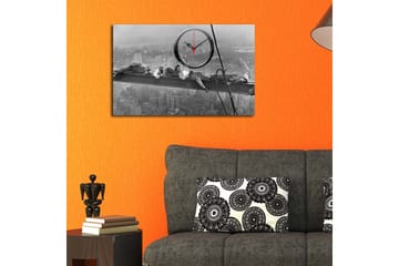 Dekorativ Canvasmålning med Klocka - Flerfärgad - Inredning - Väggdekor - Väggklocka & väggur