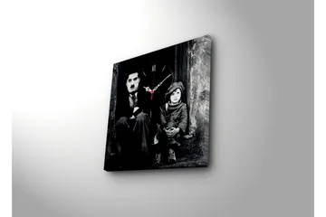 Dekorativ Canvasmålning med Klocka - Flerfärgad - Inredning - Väggdekor - Väggklocka & väggur