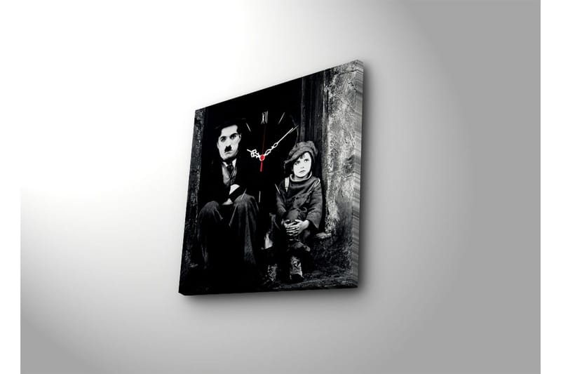 Dekorativ Canvasmålning med Klocka - Flerfärgad - Inredning - Väggdekor - Väggklocka & väggur