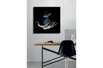 Dekorativ Canvasmålning med Klocka - Flerfärgad - Inredning - Väggdekor - Väggklocka & väggur