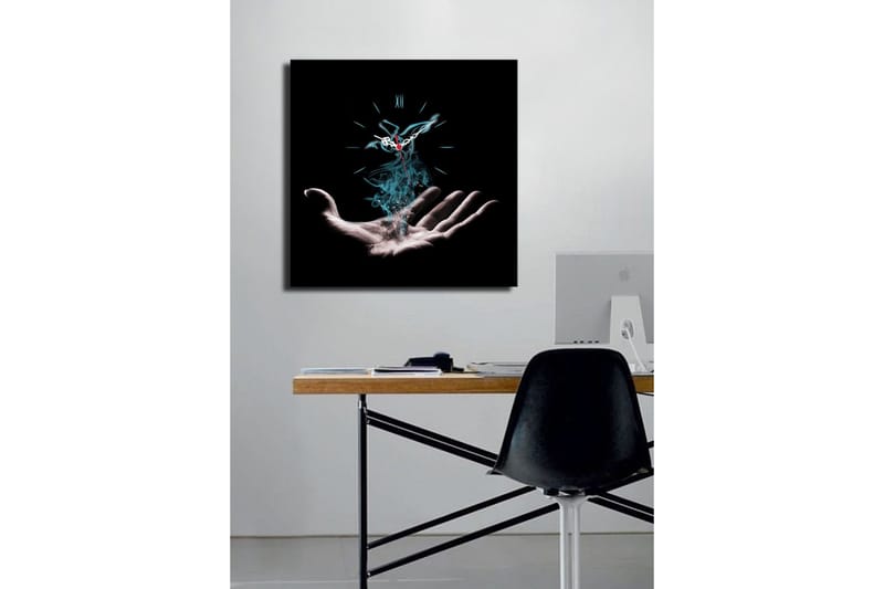 Dekorativ Canvasmålning med Klocka - Flerfärgad - Inredning - Väggdekor - Väggklocka & väggur