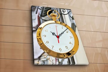 Dekorativ Canvasmålning med Klocka - Flerfärgad - Inredning - Väggdekor - Väggklocka & väggur