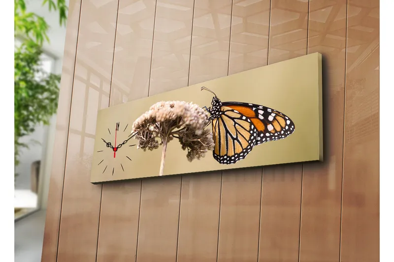 Dekorativ Canvasmålning med Klocka - Flerfärgad - Inredning - Väggdekor - Väggklocka & väggur