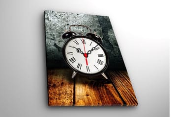 Dekorativ Canvasmålning med Klocka - Flerfärgad - Inredning - Väggdekor - Väggklocka & väggur