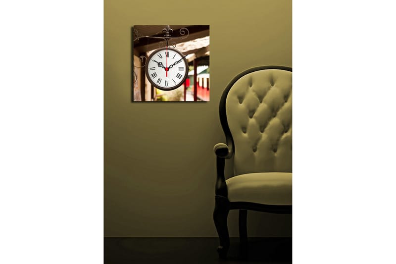 Dekorativ Canvasmålning med Klocka - Flerfärgad - Inredning - Väggdekor - Väggklocka & väggur