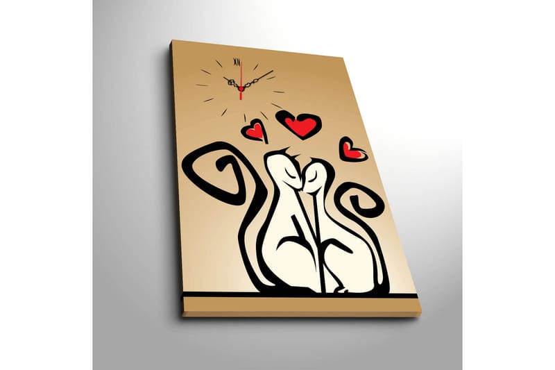 Dekorativ Canvasmålning med Klocka - Flerfärgad - Inredning - Väggdekor - Väggklocka & väggur