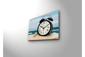 Dekorativ Canvasmålning med Klocka - Flerfärgad - Inredning - Väggdekor - Väggklocka & väggur