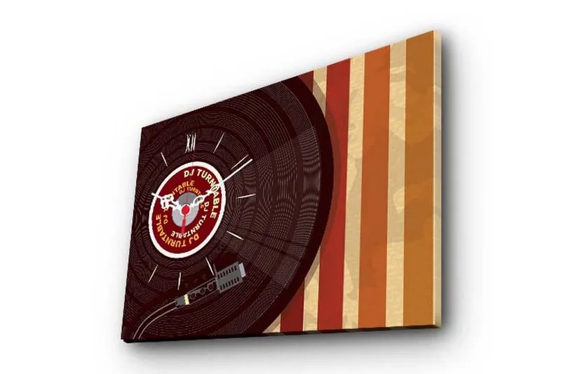 Dekorativ Canvasmålning med Klocka, Flerfärgad