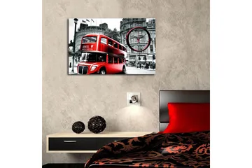 Dekorativ Canvasmålning med Klocka - Flerfärgad - Inredning - Väggdekor - Väggklocka & väggur