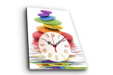 Dekorativ Canvasmålning med Klocka - Flerfärgad - Inredning - Väggdekor - Väggklocka & väggur