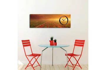 Dekorativ Canvasmålning med Klocka - Flerfärgad - Inredning - Väggdekor - Väggklocka & väggur