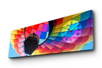 Dekorativ Canvasmålning med Klocka - Flerfärgad - Inredning - Väggdekor - Väggklocka & väggur