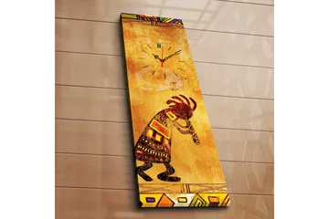 Dekorativ Canvasmålning med Klocka - Flerfärgad - Inredning - Väggdekor - Väggklocka & väggur