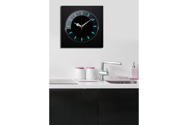 Dekorativ Canvasmålning med Klocka - Flerfärgad - Inredning - Väggdekor - Väggklocka & väggur