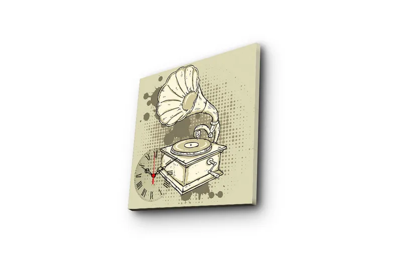 Dekorativ Canvasmålning med Klocka - Flerfärgad - Inredning - Väggdekor - Väggklocka & väggur