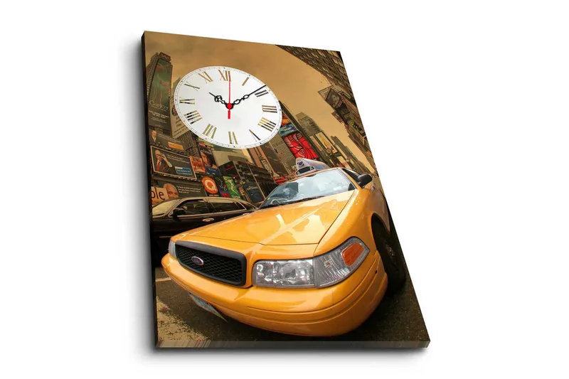 Dekorativ Canvasmålning med Klocka, Flerfärgad