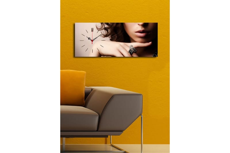 Dekorativ Canvasmålning med Klocka - Flerfärgad - Inredning - Väggdekor - Väggklocka & väggur