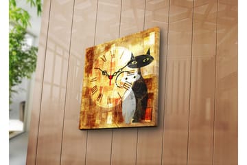 Dekorativ Canvasmålning med Klocka - Flerfärgad - Inredning - Väggdekor - Väggklocka & väggur