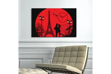 Dekorativ Canvasmålning med Klocka - Flerfärgad - Inredning - Väggdekor - Väggklocka & väggur