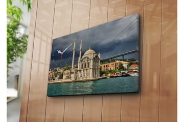 Dekorativ Canvasmålning med Klocka - Flerfärgad - Inredning - Väggdekor - Väggklocka & väggur