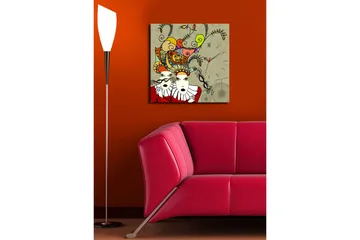 Dekorativ Canvasmålning med Klocka - Flerfärgad - Inredning - Väggdekor - Väggklocka & väggur