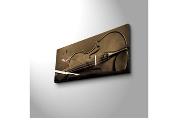 Dekorativ Canvasmålning med Klocka - Flerfärgad - Inredning - Väggdekor - Väggklocka & väggur