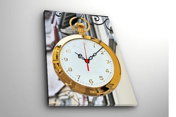 Dekorativ Canvasmålning med Klocka - Flerfärgad - Inredning - Väggdekor - Väggklocka & väggur