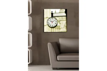 Dekorativ Canvasmålning med Klocka - Flerfärgad - Inredning - Väggdekor - Väggklocka & väggur