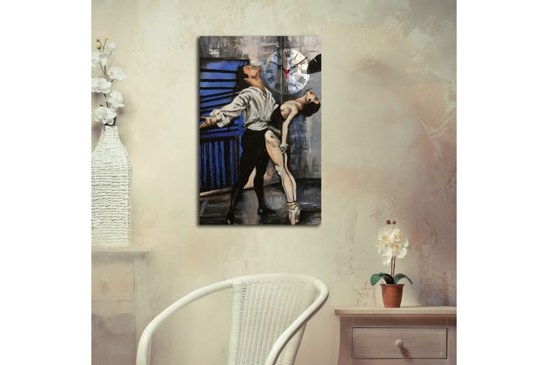 Dekorativ Canvasmålning med Klocka - Flerfärgad - Inredning - Väggdekor - Väggklocka & väggur