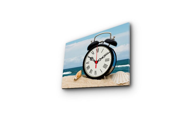 Dekorativ Canvasmålning med Klocka - Flerfärgad - Inredning - Väggdekor - Väggklocka & väggur