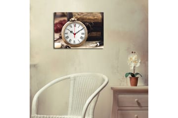 Dekorativ Canvasmålning med Klocka - Flerfärgad - Inredning - Väggdekor - Väggklocka & väggur