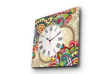 Dekorativ Canvasmålning med Klocka - Flerfärgad - Inredning - Väggdekor - Väggklocka & väggur