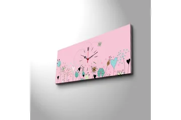 Dekorativ Canvasmålning med Klocka - Flerfärgad - Inredning - Väggdekor - Väggklocka & väggur