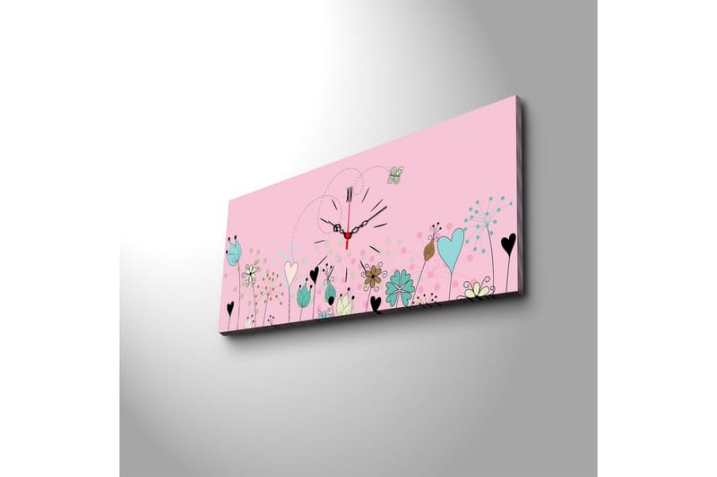 Dekorativ Canvasmålning med Klocka - Flerfärgad - Inredning - Väggdekor - Väggklocka & väggur