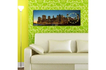 Dekorativ Canvasmålning med Klocka - Flerfärgad - Inredning - Väggdekor - Väggklocka & väggur