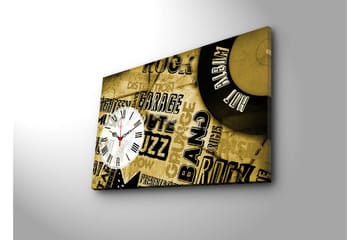 Dekorativ Canvasmålning med Klocka - Flerfärgad - Inredning - Väggdekor - Väggklocka & väggur